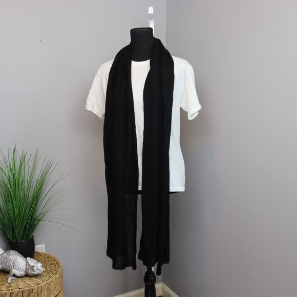 Echo Black Knit Long Scarf – Soft Lightweight Texture - Picture 1 of 3